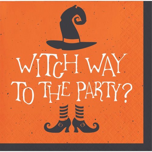 Creative Converting Witch Way to The Party Halloween Beverage Napkins, 5", Multi-color