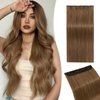 Real Hair Extensions Clip in Human Hair,SEGO One Piece Five Clips Human Hair Extensions Long Straight Human Hair Clip in Extensions,10inch Light Brown,40g