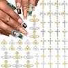 RODAKY 54PCS Cross Nail Charms Gold Cross Charms for Nails 3D Planet Nail Art Jewelry Silver Nail Charms and Gems Metal Nail Stud Rhinestones Shiny Nail Decoration for Manicure Design
