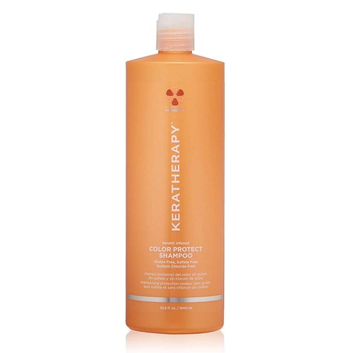 KERATHERAPY Keratin Infused Color Protect Shampoo, 33.8 fl. oz., 1000 ml - Gluten Free Color Protecting Shampoo for Color Treated Hair with Kerabond Technology, Red Raspberry Oil, Omega 3 & 6