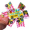 Back to School Hair Clips Yellow Bus Alligator Clips Pink Wave Stripes Hair Clip Design Pencil Ruler Bow Hairgrips First Day Of School Party Hair Accessories for Woman Girl Students 2Pcs (bus)