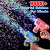 EagleStone 2 Pack Bubble Gun Machine for Kids, Automatic Light Up Bubble Blower with 4 Bottles 10 Bags Refill Solution, Bubble Guns Blaster for Toddlers, Outdoor Toys Gifts, Wedding Easter Party Favor