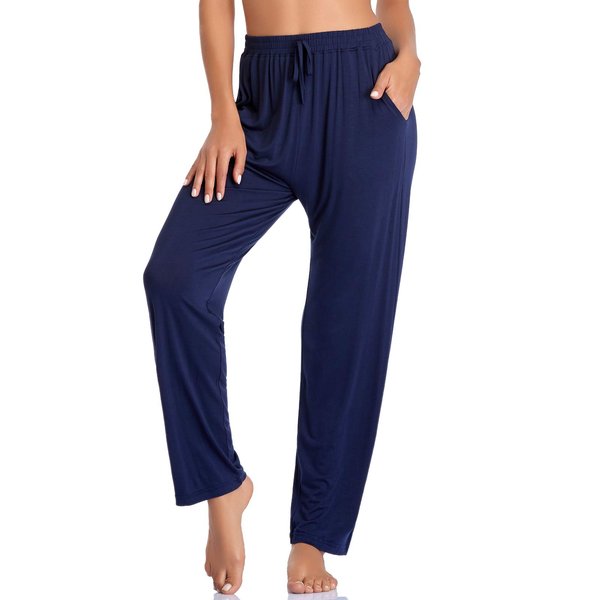 Envlon Womens Sweatpants Joggers High Waisted Workout Jogging Pants Loose Stretch Knit Pajama Pants Comfy Lounge Pants with Pockets Navy-Blue