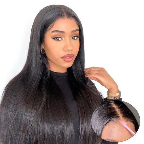 Lealife 30 Inch Glueless Wigs Human Hair Pre Plucked Pre Cut Wear and Go Glueless Wig Straight Lace Front Wigs Human Hair 7x5 HD Lace Closure Wigs for Women 180% Density No Glue Ready to Wear Wigs