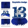 8Pcs 13th Birthday Decorations Table Centerpiece Party Supplies for Boy, Blue Silver Happy 13 Year Old Birthday Honeycomb Centerpieces Decor, Thirteen Birthday Table Topper