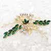 Bride Wedding Hair Comb Crystal Rhinestone Pearls Silver Leaf Hair Piece Accessories for Women Girls Homecoming Party (Green)