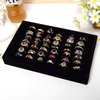 Tinsow Black Stackable 7 Slots Jewelry Rings Earrings Tray Velvet Showcase Display Organizer (Black)