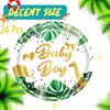 HSPAIDYP 24 Pcs Baby Shower Plates,Safari Animal Jungle Baby Boy Party Supplies,7" Gold Foil Safari Jungle Animals Paper Plates,for Jungle Theme Baby Boy Birthday Party Decorations