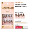 GoldFinger Trendy False Nails Kit, Long Almond Shape Design Nail, Elegant Nude Stripes Print, Ready to Wear Gel & Manicure Stick included, Long-Lasting Convenient & Easy to Apply