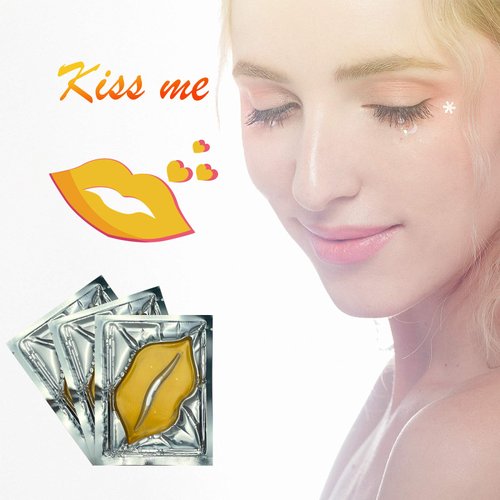 Jakuva Collagen Lip Mask, Gel Lip Care Lip Patches Great for Moisturizing, Nourishing & Firming Lip, Lip Sleeping Mask Lip Patches for Plumping Dry Chapped Lips, 30 PCS Golden