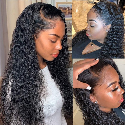 Brazilian Water Wave Frontal Wig Glueless Lace Front Wigs with Baby Hair 9A Brazilian Remy Curly Front Lace Wig Water Wave Virgin Hair Wig Lace Frontal Wigs Water Curly Human Hair Wet Wavy Hair Wigs