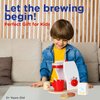 Play Brainy Coffee Maker with Breakfast Toy Food for Kids Kitchen Playset- 7 Piece Wooden Kitchen Accessories for Pretend Plays & Interactive Early Learning for Boys & Girls 3+