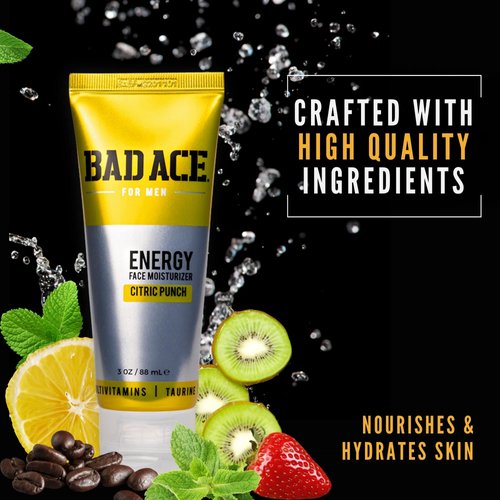 BAD ACE Energy Face Moisturizer for Men | Korean Skin Care, Men's Vitamin Face Care | Face Lotion for Men | Invigorating Skin Care for Men | With Natural Extracts | Citric Punch (3 oz)