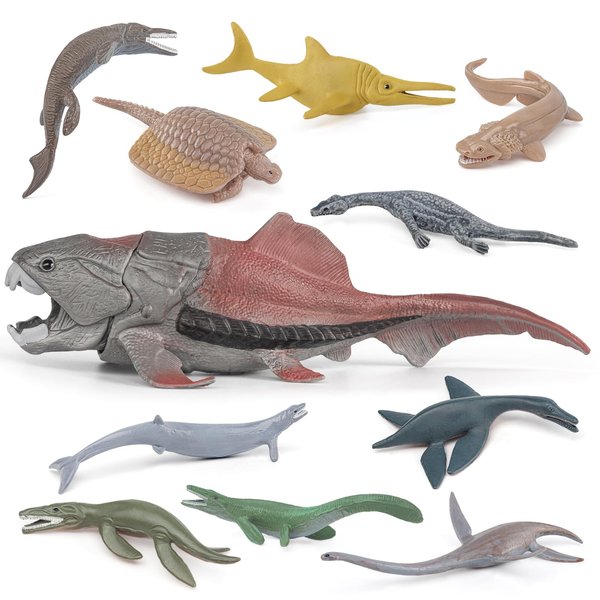 Fantarea Prehistoric Ancient Ocean Animal Model Figures Playsets 11 PCS Mini Ancient Sea Animal Dunkleosteus Figurines Party Favors Decoration Collection Toys for Boys Girls Kid Toddlers