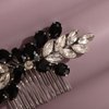 BERYUAN Crystal Rhinestone Hair Comb Bridal Side Combs Wedding Hair Accessories with Rhinestone Crystal Bridal Hair Piece for Wedding Women and Girls (black)