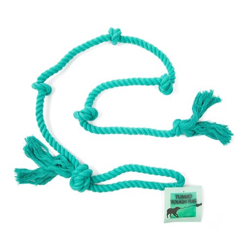 Tumbo Tough Tug Rope Dog Toy - (5 ft Long Strong and Durable Rope Pull Toy with Handle) TUG of WAR Dog Toy (Bahama Blue)