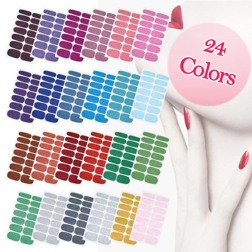 SILPECWEE 24 Sheets Nail Wraps for Women Glitter Nail Polish Strips Self Adhesive Nail Polish Stickers Gel Nail Strips Fingernail Manicure Stickers for Nail Art with 1pc Nail File