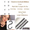 CB 2-Trays Of Clusters Lash Ribbons D-Curl Eyelash Clusters Thin Band Wispy Lashes Extremely Comfortable Lash, Natural Look Reusable DIY Extensions, 10-12-14mm, Style E