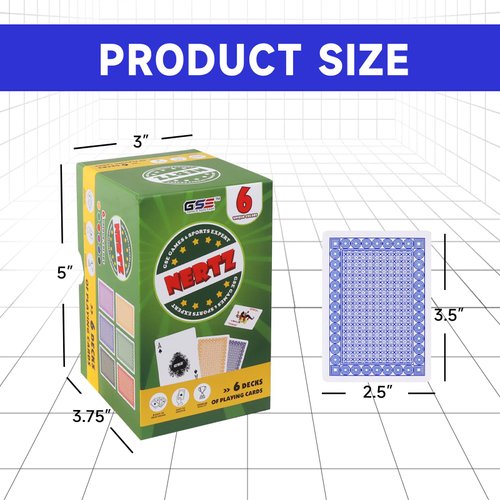 GSE Games & Sports Expert 6-Deck Nertz Card Game, Standard Playing Cards Bulk with 6 Unique Colors, Multiplayer Solitaire Cards Compatible with Poker, Blackjack, Rummy, Go Fish, Bridge