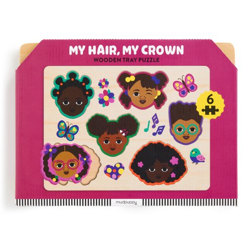 Mudpuppy My Hair, My Crown Wooden Tray Puzzle