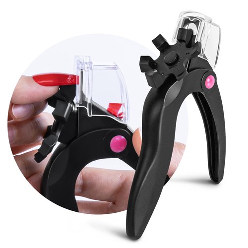 AIRSEE Nail Clippers for Acrylic Nails with Sizer and Catcher Adjustable Nail Tip Cutter with Length Measurement Dial Artificial Fake Extension Trimmer Nail Art Salon Home Manicure Tool - Black