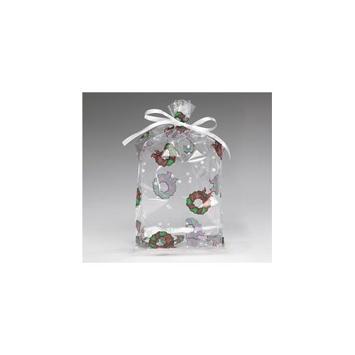 Cello Bags Holiday Wreath Small - Pack of 20