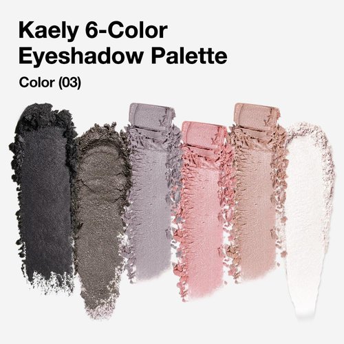 Kaely 6 Color Eyeshadow Makeup Palette, 6 Black Gold Purple Gray & Rose Gold Champagne Gold White, Everyday Velvety Matte & Glitter Eye Makeup Looks, Travel Friendly Size, Vegan, Cruelty-free 03#