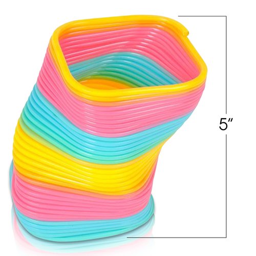 Jumbo Square Coil Spring Toy for Kids, 4.75 Inch Plastic Coil, Giant Coil Spring Toy, Relieves Stress and Anxiety Fidget Toy, Unique Kids & Adults Valentines Stocking Stuffer Gift Idea, Novelty Gift