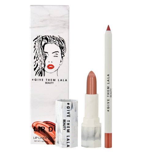 GIVE THEM LALA Lip Liner and Lipstick Set - THE BEACH Lip Kit For Long Lasting, Moisturizing Wear- All Day Lipstick and Liner with Silky Smooth Finish - Cruelty-Free Lip Makeup