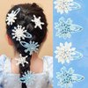 8 PCS Princess Snowflake Hair Clips Blue White Pink Christmas Hair Accessories for Girls Xmas Bow Holiday Claw Clips Silvery Glitter Snowflake Hairpins for Women Christmas Party Gifts Decorations