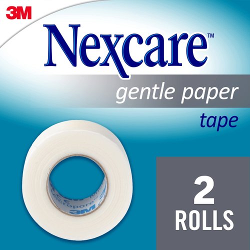 Nexcare Gentle Paper First Aid Tape, Ideal for Securing Gauze and Dressings, 1 in x 10 Yds Carded, 2 Pk