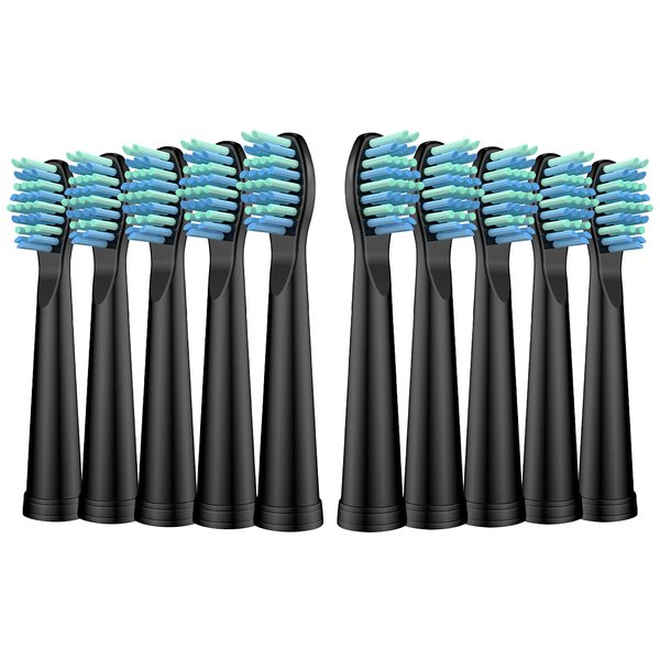 Replacement Toothbrush Heads for Fairywill, Electric Brush Heads Replacement for FW-507/508/515/551/917/959/D1/D3/D7/D8/2011, 10 Pack, Black…