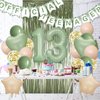 13th Birthday Decorations for Girls Boys, Sage Green Official Teenager Banner 13th Birthday Cake Topper Party Decorations Green Balloons Kit, 13 Years Old Birthday Party Supplies for Teenager and Kids