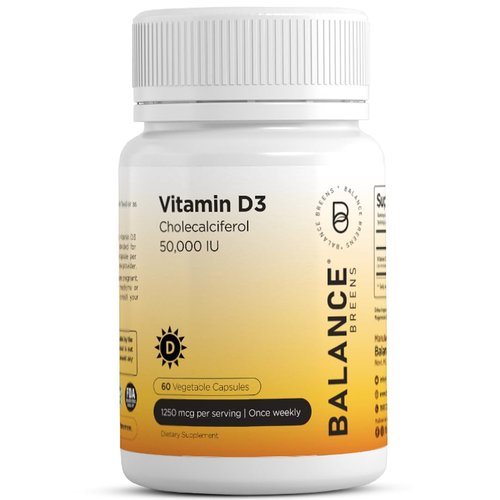 Vitamin D3 50,000 IU - 60 Veggie Capsules - High Potency Gluten Free Non-GMO Vitamin D Supplement...
