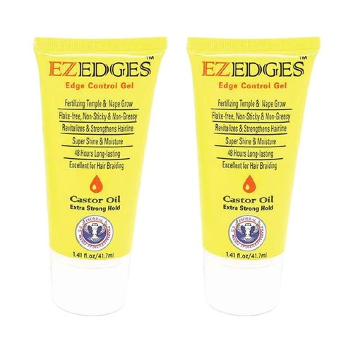 EZEDGES EDGE CONTROL GEL Extra Strong Hold (Castor Oil), 1.41 oz. (Pack of 2)