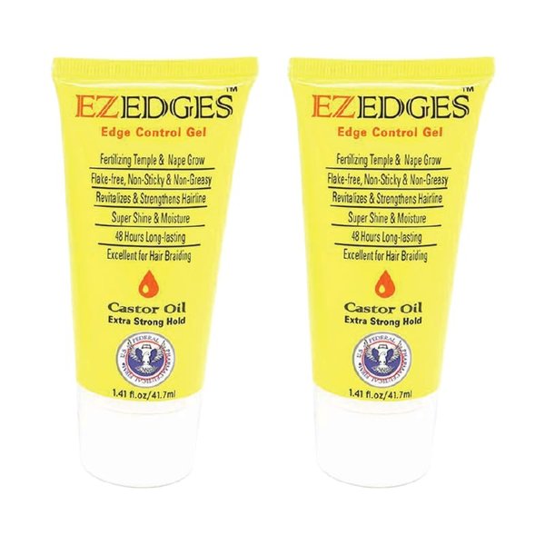 EZEDGES EDGE CONTROL GEL Extra Strong Hold (Castor Oil), 1.41 oz. (Pack of 2)