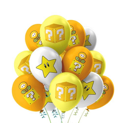 24Pcs Mario Party Latex Balloons, Super Bros Birthday Party Balloons, Super Bros Game Party Balloon Decoration