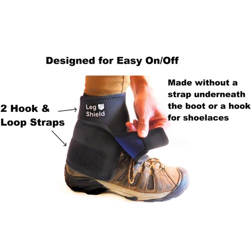 Leg Shield Low Gaiters - Hook & Loop Design for Easy On/Off - Neoprene Leg Gaiters for Hiking, Cross Country Skiing, Yard Work - Comfortable, Snug Fit (Pair)