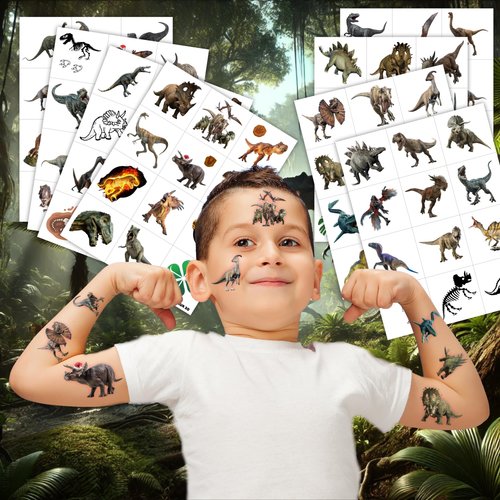 Dinosaur Temporary Tattoos Birthday Party Supplies Decorations 96PCS 3D Tattoos Stickers Super Cute Party Favors Kids Boys Girls Gifts Ideas Classroom School Prizes Themed Baby Showers