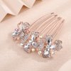 Chargances Bridal Flower Rhinestone French Hair Comb Sparkly Crystal Inlaid Hair Combs with Long Teeth Wedding Hair Accessories for Women