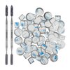 DanziX 70Pcs Metal Stickers for Eyeshadow Palette Set,Palette Empty Eyeshadow Makeup Palette + 2 Depotting Spatula (35Pcs Round + 35Pcs Square)