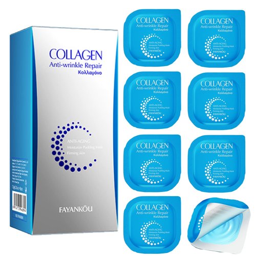 8 Pack Collagen Wrinkle Repair Pudding Facial Mask -Smooth Skin Repair,Deep Hydration,Firming & Anti-Aging Mask, Moisturizing ,Revitalizing & Hydrating Face Mask for Fine Line and Wrinkle Reduction