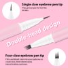 evpct Kaely 1Pcs Black Brown Magic Microblading Dual-Ended Eyebrow Contouring Pen Brow Pencil, with 4 Brush Micro-Fork-Tips Applicator and Precise Brush-Tip Hair Like Strokes, Dual-ended Eyebrow Brush