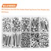 HELIFOUNER 350 Pieces M4 x 6mm /8mm /12mm /16mm /20mm /25mm /30mm, Hex Socket Head Cap Screws Bolts Washers Nuts Kit, 304 Stainless Steel