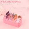 2 in 1 Nail Drill Bits Holder & Nail Drill Bits Cleaning Brush Case,30 Holes Dustproof Nail Art Drill Bits Stand Display Storage Box and Nail Drill Bits Cleaner Manicure Tools (Pink)