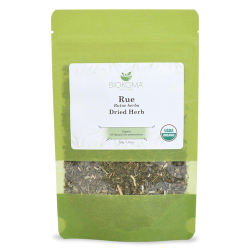 Pure and Organic Biokoma Rue Dried Herb - Natural Herbal Tea in Resealable Pack Moisture Proof Po...