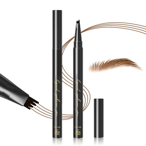 Eyebrow Pencil Microblading Pen, Liquid Brow Pencil With 4 Micro-Fork Tip, Eyebrow Long-Lasting Waterproof, Smudge-Proof Eyebrow Makeup, Natural Eyebrow Hair Stays on All Day (Light Brown)