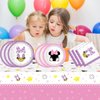 Party Tableware For Minnie Mouse,16 pcs Paper Plates (8pcs 9 inch and 8pcs 7inch)-20 Napkin and Table Cloth 86” x 52”,Girl Minnie Birthday Party Decorate Supplies