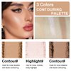 3 IN 1 Brown Nude Face Highlight Bronzer Powder Palette for Face Cheeks Contour Brightening, Buildable Matte Coverage Natural Makeup,Ultra Sculpt Nose Shadow Eyeshadow Primer 02#