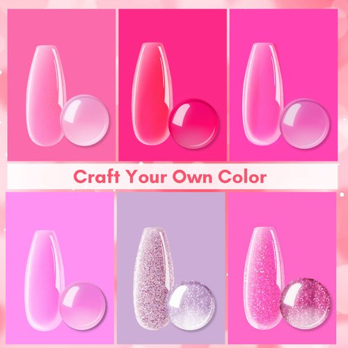 Makartt Jelly Gel Nail Polish Kit 6 Color 8ml Light Baby Hot Pink Red Translucent Soak Off Nail Gel Polish Crystal Glitter Korean Spring Color Wedding Diy At Home